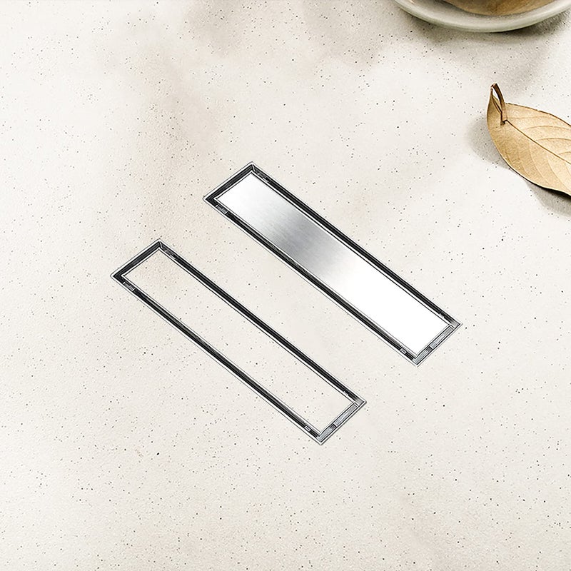 Elefloom Linear Shower Drain, 12 inch Drain with Tile Insert 2-in-1 Panel, Brushed 304 Stainless Steel Shower Floor Drain, Linear Drain with Hair Strainer and Adjustable Feet - Image 3